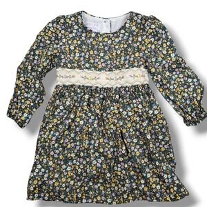 Iris & Ivy Smocked Dress Baby 24M Brown Bloomer Ditsy Floral Nordstrom Cottage